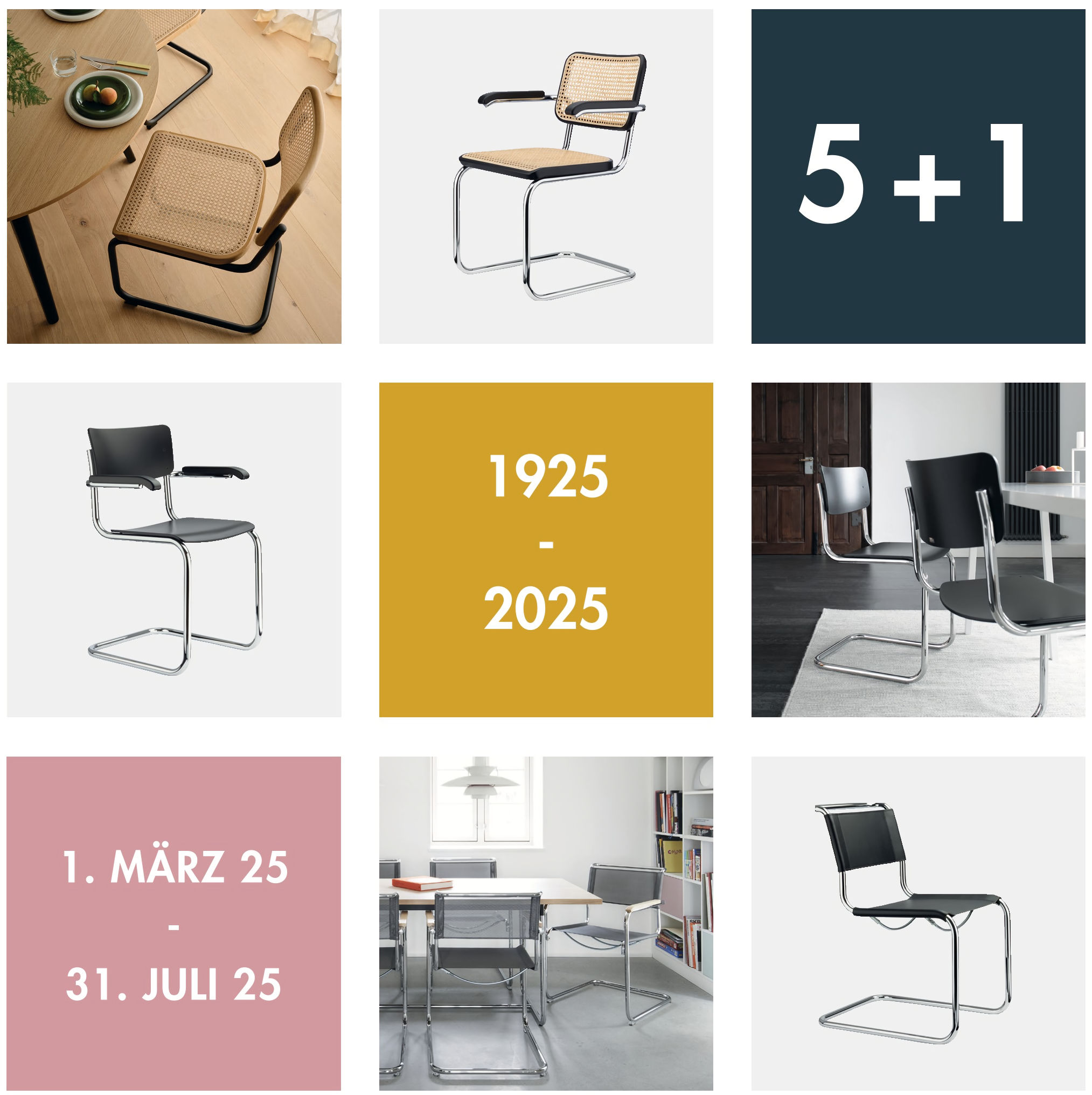 Thonet Stuhlaktion 5 + 1: 5 kaufen - 1 Stuhl geschenkt